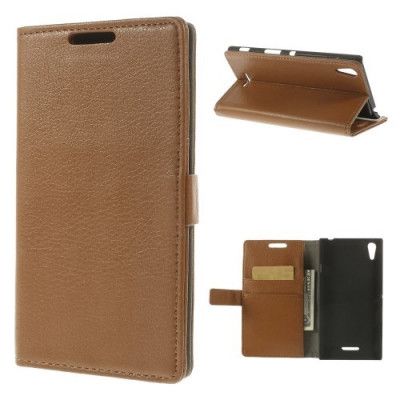 Litchi Plånboksfodral till Sony Xperia T3 (Brun)