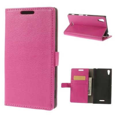Litchi Plånboksfodral till Sony Xperia T3 (Magenta)