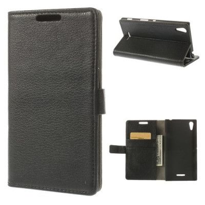 Litchi Plånboksfodral till Sony Xperia T3 (Svart)