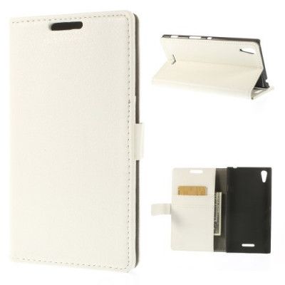 Litchi Plånboksfodral till Sony Xperia T3 (Vit)