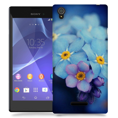 Skal till Sony Xperia T3 - Blå blommor