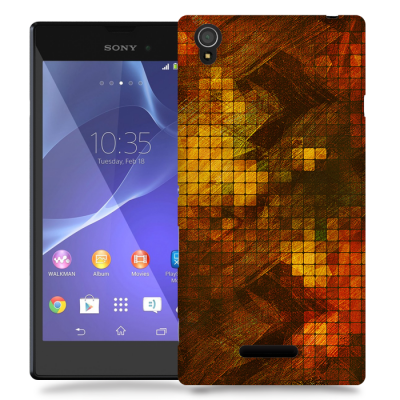 Skal till Sony Xperia T3 - Borstat rutor - Röd