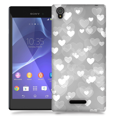 Skal till Sony Xperia T3 - Hjärtan - Grå