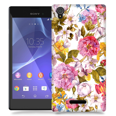 Skal till Sony Xperia T3 - Hortensia - Vit