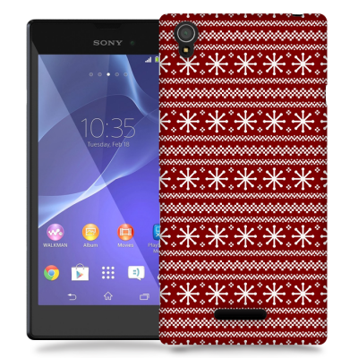 Skal till Sony Xperia T3 - Juldekor - Röd/Vit