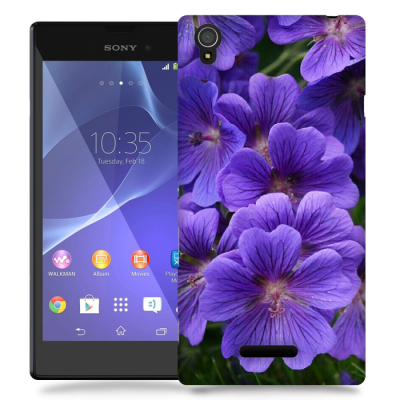 Skal till Sony Xperia T3 - Lila blommor