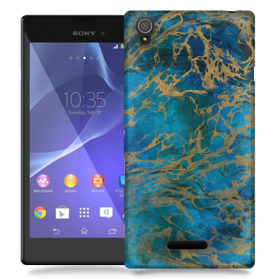 Skal till Sony Xperia T3 - Marble - Blå
