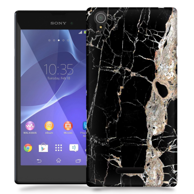 Skal till Sony Xperia T3 - Marble - Svart