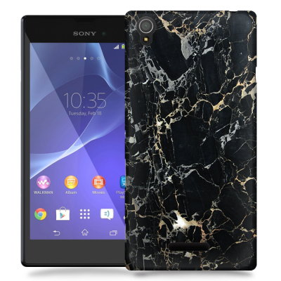 Skal till Sony Xperia T3 - Marble - Svart