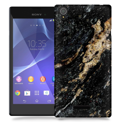 Skal till Sony Xperia T3 - Marble - Svart