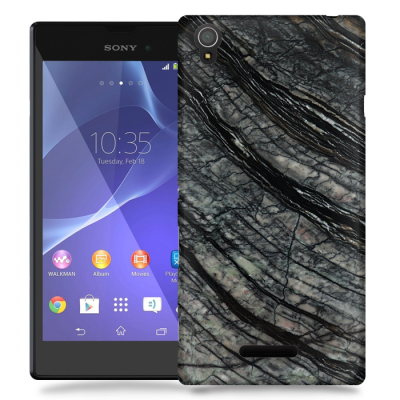 Skal till Sony Xperia T3 - Marble - Svart/Grå