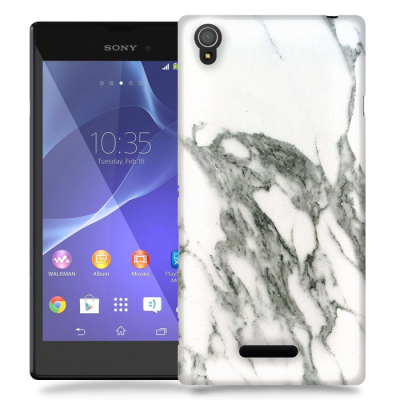 Skal till Sony Xperia T3 - Marble - Vit/Grå