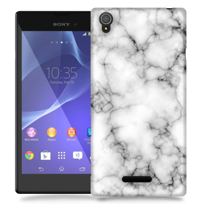 Skal till Sony Xperia T3 - Marble - Vit/Svart