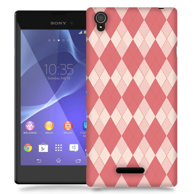 Skal till Sony Xperia T3 - Rutig - Ljusrosa