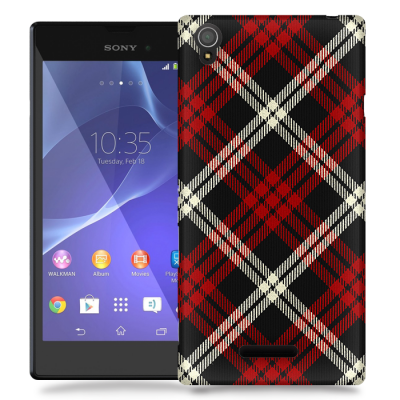 Skal till Sony Xperia T3 - Rutig - Röd