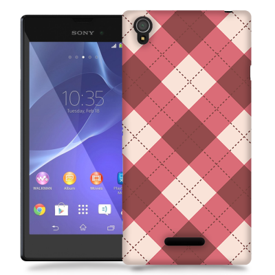 Skal till Sony Xperia T3 - Rutig Stygn - Rosa