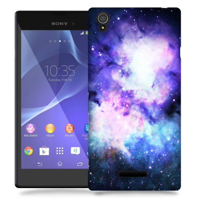 Skal till Sony Xperia T3 - Rymden - Lila/Blå