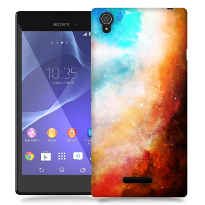 Skal till Sony Xperia T3 - Rymden - Orange/Blå