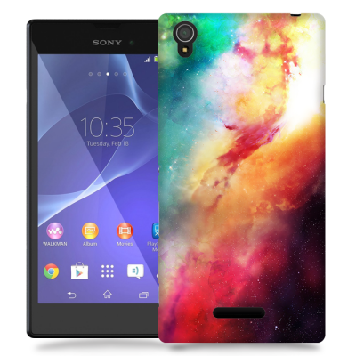 Skal till Sony Xperia T3 - Rymden - Orange/Blå