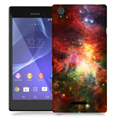 Skal till Sony Xperia T3 - Rymden - Röd/Grön