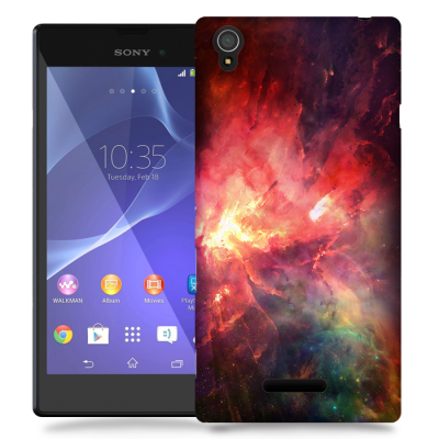 Skal till Sony Xperia T3 - Rymden - Röd/Svart