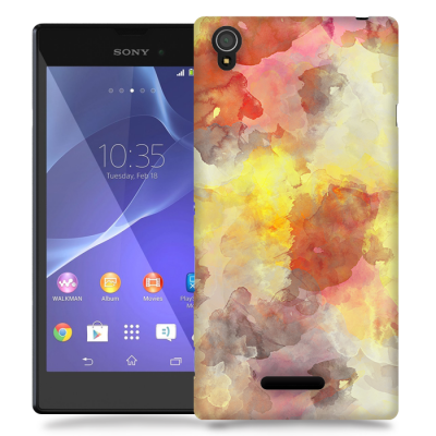 Skal till Sony Xperia T3 - Vattenfärg - Grå/Röd