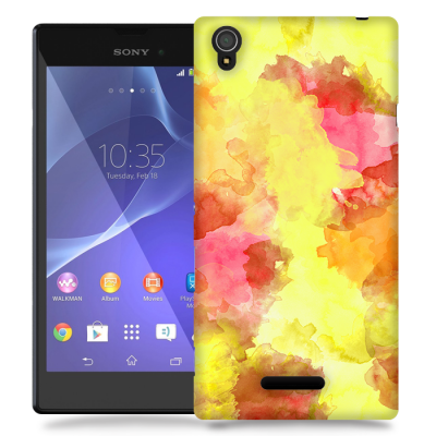 Skal till Sony Xperia T3 - Vattenfärg - Gul/Röd