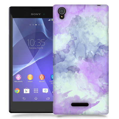 Skal till Sony Xperia T3 - Vattenfärg - Lila/Ljusblå