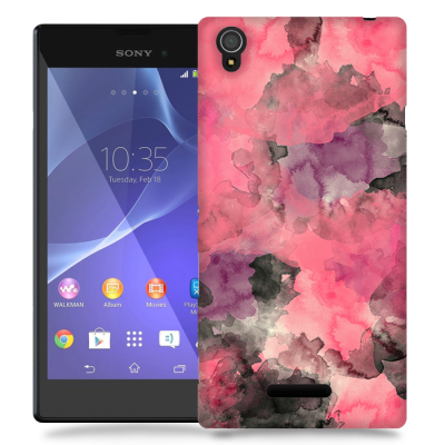 Skal till Sony Xperia T3 - Vattenfärg - Svart/Rosa