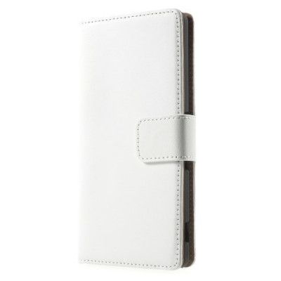Plånboksfodral av äkta läder till Sony Xperia Z3+ (Vit)