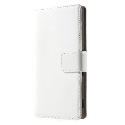 Plånboksfodral av äkta läder till Sony Xperia Z3+ (Vit)