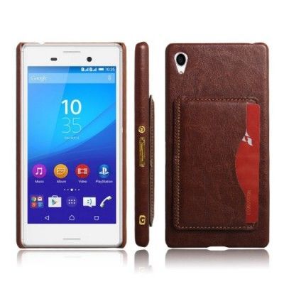 Skal med kortfack till Sony Xperia Z3+ (Brun)