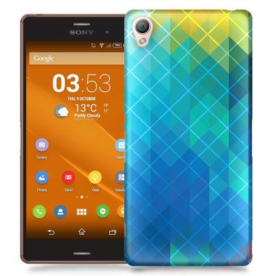 Skal till Sony Xperia Z3 - Blå kvadrater