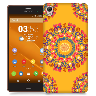 Skal till Sony Xperia Z3 - Blommigt mönster - Orange
