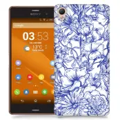 Skal till Sony Xperia Z3 - Blommor - Blå/Vit