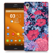 Skal till Sony Xperia Z3 - Blommor - Svart