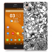 Skal till Sony Xperia Z3 - Blommor - Svart/Vit