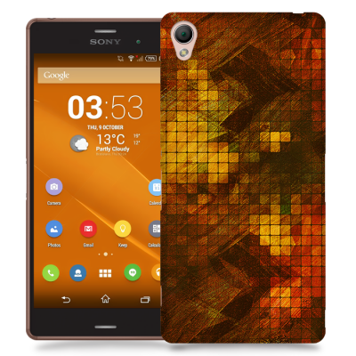 Skal till Sony Xperia Z3 - Borstat rutor - Röd