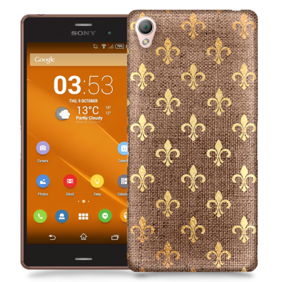 Skal till Sony Xperia Z3 - Canvas Blommor - Guld/Brun