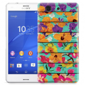 Skal till Sony Xperia Z3 Compact - Blommor - turkost trä