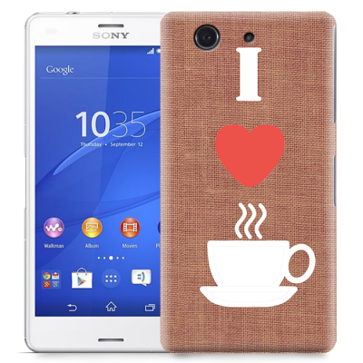 Skal till Sony Xperia Z3 Compact - I love coffe - Brun