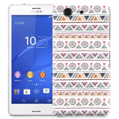 Skal till Sony Xperia Z3 Compact - Mönster - Vit/Lila