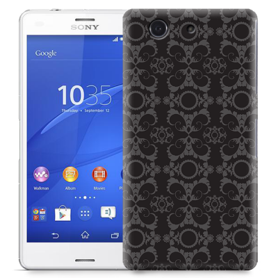 Skal till Sony Xperia Z3 Compact - Mönstrad tapet - Svart/Grå