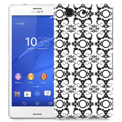 Skal till Sony Xperia Z3 Compact - Mönstrad tapet - Vit/Svart
