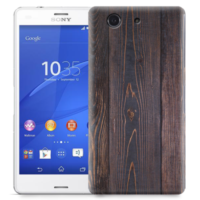 Skal till Sony Xperia Z3 Compact - Mörkbetsat trä