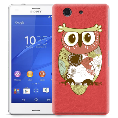 Skal till Sony Xperia Z3 Compact - Orientalisk uggla - Röd