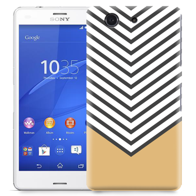 Skal till Sony Xperia Z3 Compact - Ränder - Beige/Vit