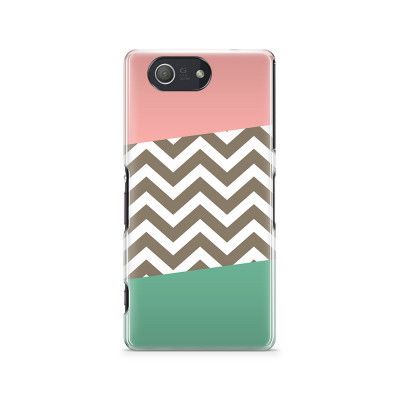 Skal till Sony Xperia Z3 Compact - Ränder - Mörkgrön/Rosa