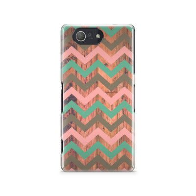 Skal till Sony Xperia Z3 Compact - Ränder - Rosa/Wood