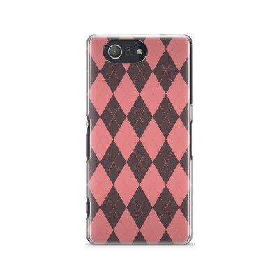 Skal till Sony Xperia Z3 Compact - Rutig - Rosa/Svart